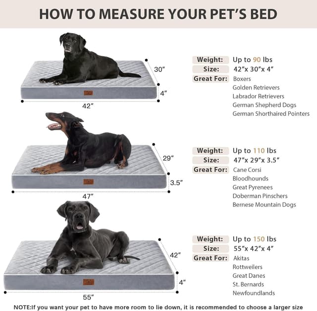Thumbnail 5 de WNPETHOME Orthopedic Dog Bed XL 42x30x4