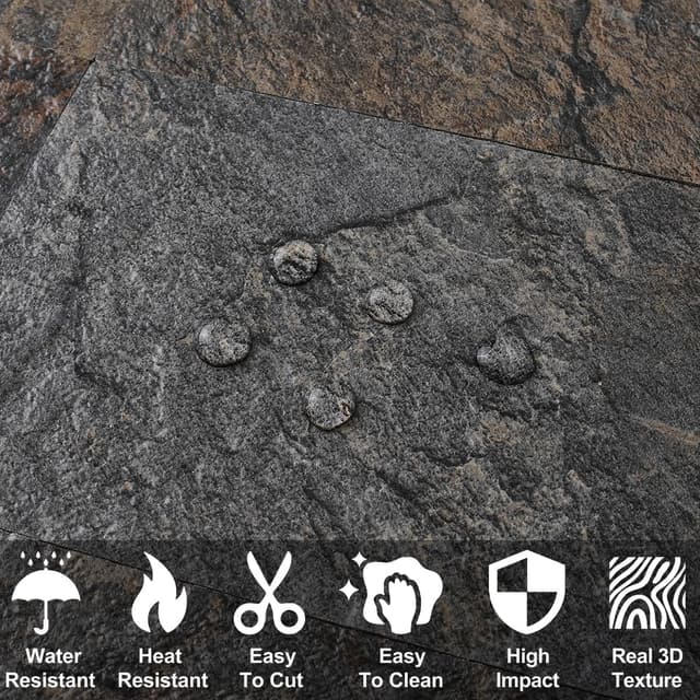 Detalle de AULIGET 200-Piece Rust Slate Peel-and-Stick Backsplash Wall Tiles (3" x 6")