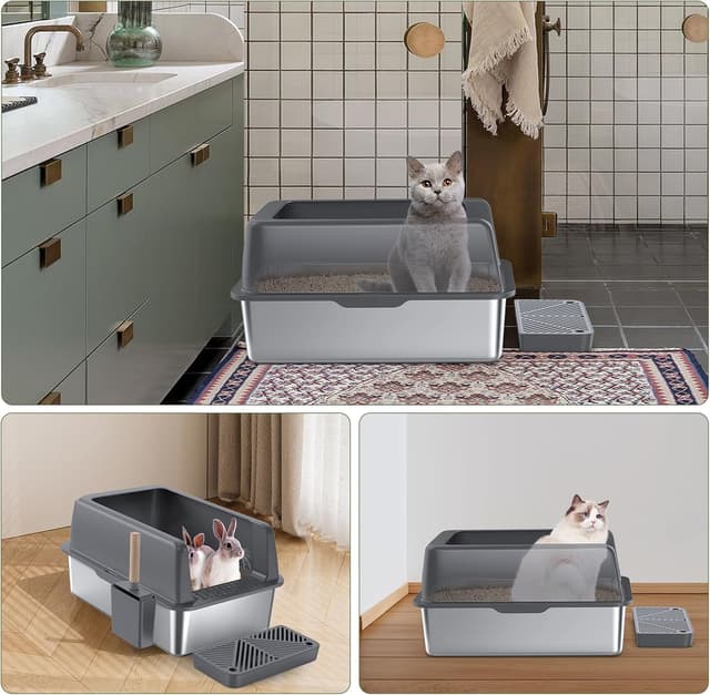 Thumbnail 5 de Gimars Lettiera acciaio inox 60x40 cm 🐾