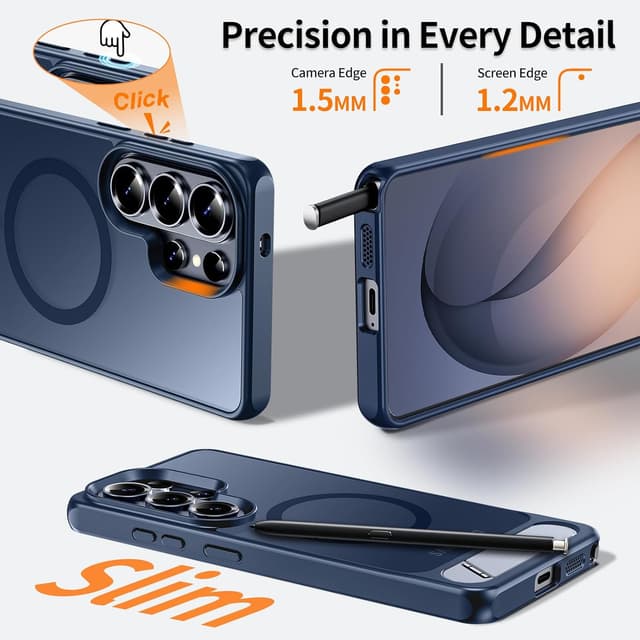 Detalle de Hualele Magnetic for Samsung Galaxy S26 Ultra Case with Built-in Metal Stand (MagSafe, Shockproof)