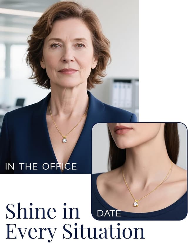 Thumbnail 1 de MomentWish Collana Moissanite Solitario in argento 925 con rivestimento oro bianco/oro rosa