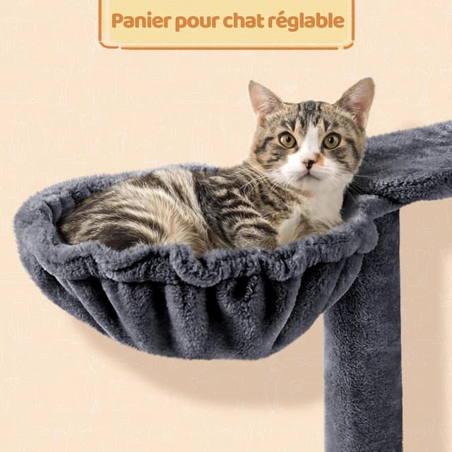 Thumbnail 6 de Yaheetech Arbre à Chat Multiniveau 145 cm Gris