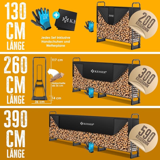 Thumbnail 6 de KESSER® Kaminholzregal 130x36x117 cm 🪵