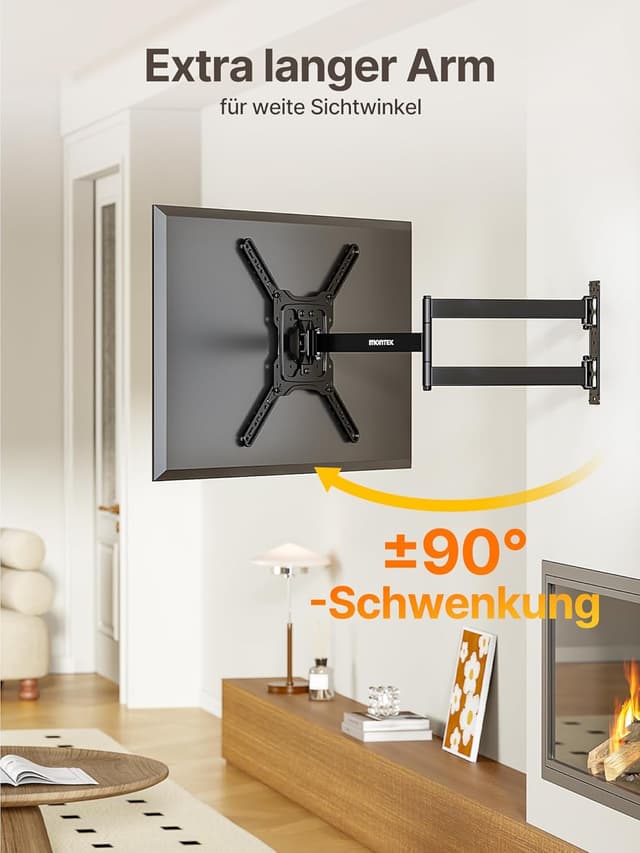 Detalle de monTEK 728 mm Langarm TV-Wandhalterung für 23–65 Zoll (bis 35 kg, max. VESA 400×400) – schwenk- & neigbar