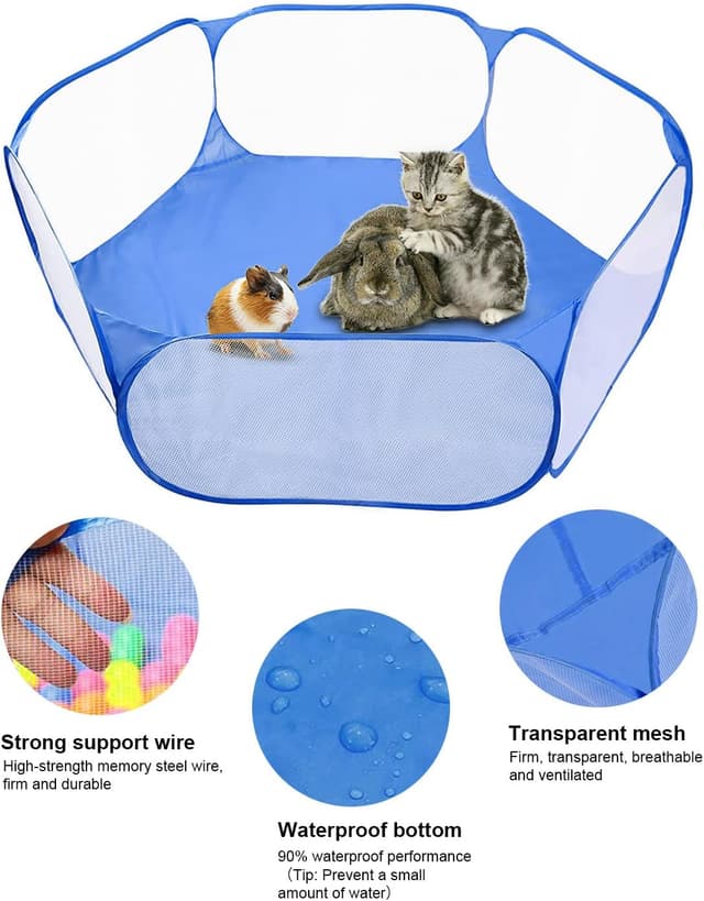 Detalle de MAIKEHIGH Foldable Pet Puppy Playpen Cage Play Tent for Small Animals – Portable Indoor/Outdoor Fence