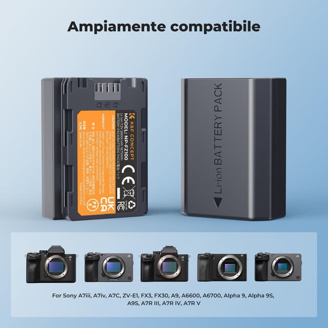 Thumbnail 5 de K&F CONCEPT NP-FZ100 2600mAh Batteria per fotocamera