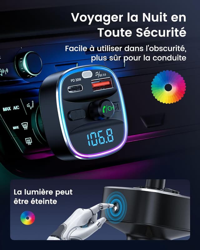 Thumbnail 6 de LENCENT T25M Transmetteur FM Bluetooth 5,4