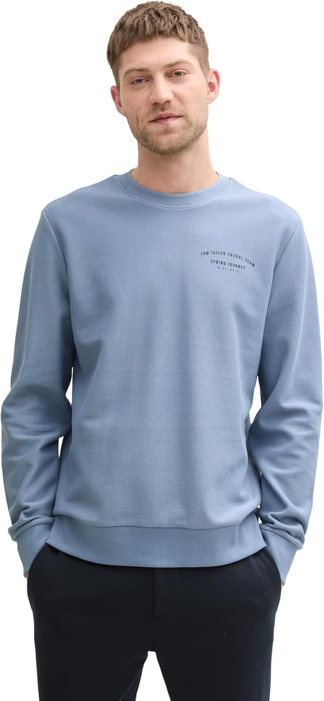 Detalle de TOM TAILOR 1045710 Maglia di Tuta da Uomo: felpa a maniche lunghe comoda