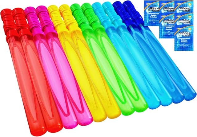 Detalle de JOYIN 6 PCS Big Bubble Wands for Kids (14.6in / 37cm) with 6 x 12ml Refill Bubble Solution