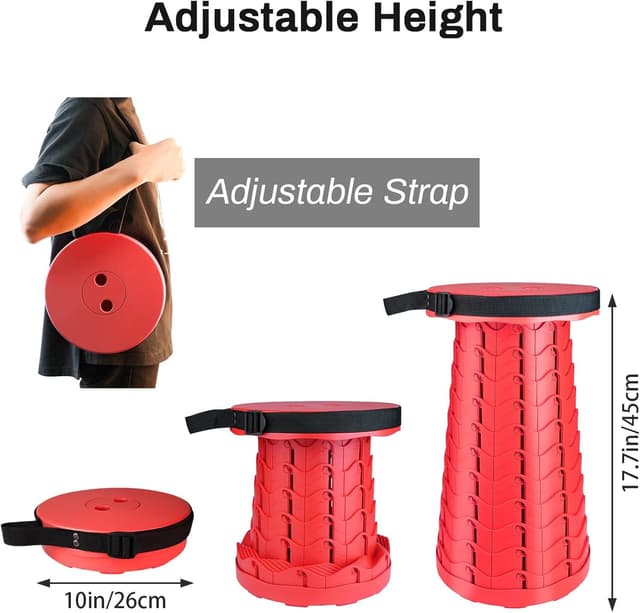 Thumbnail 1 de Hesanzol Tragbarer Teleskophocker (Klapphocker, einziehbar) bis 180 kg – für Camping, Garten & Angeln