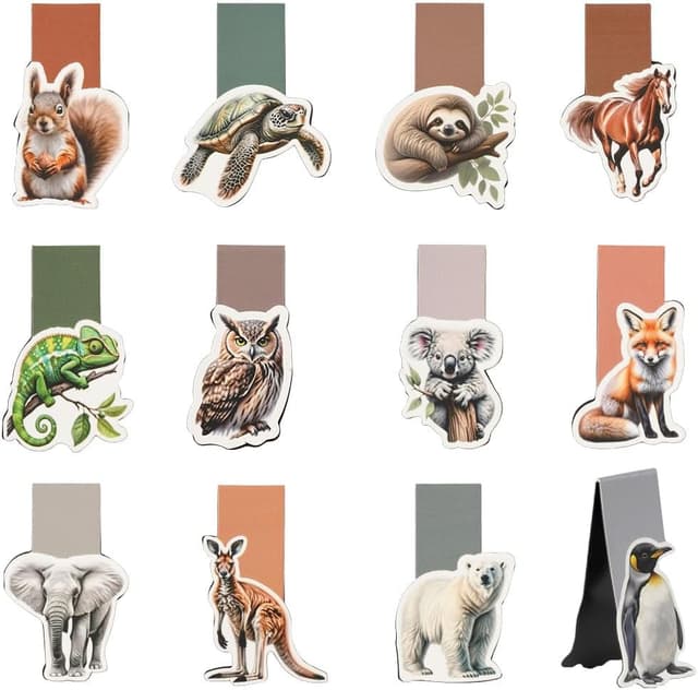 Detalle de AUYAO confezione da 12 segnalibri magnetici con clip e motivi animali