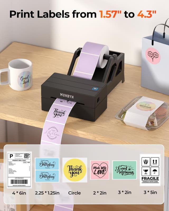 Thumbnail 5 de MUNBYN 130B thermal label printer 4x6 with 25 labels 🖨