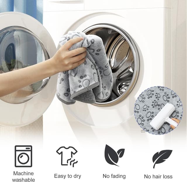 Detalle de Omtofo 5 pezzi coperta lavabile in flanella grigia (76×52 cm) per cani e gatti di piccola e media taglia