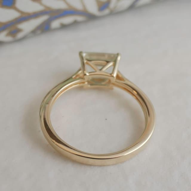 Detalle de Grüner Amethyst Baguette Vergoldeter 925 Sterling-Silberring (6x8 mm) – handgefertigt, Größe US 9