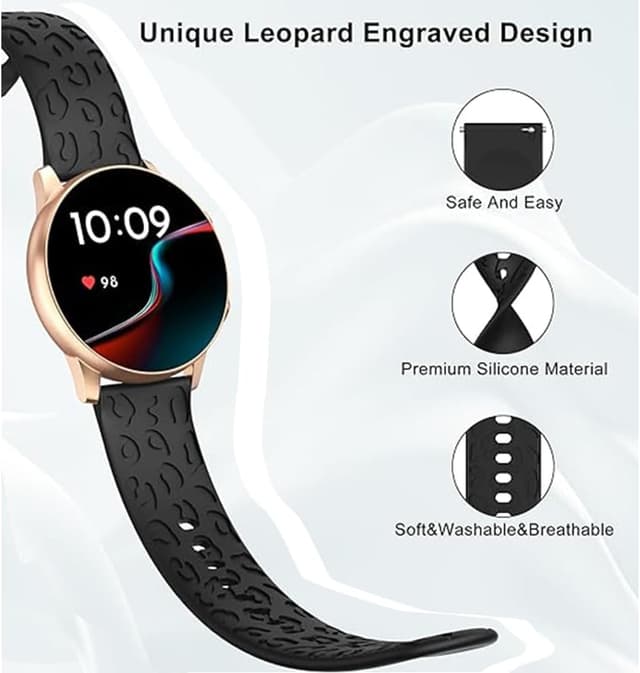 Detalle 2 de 20mm Leopard TPU Silicone Watch Strap for Samsung Galaxy Watch (6 Classic/7/Watch 5 Pro/4/FE) and more