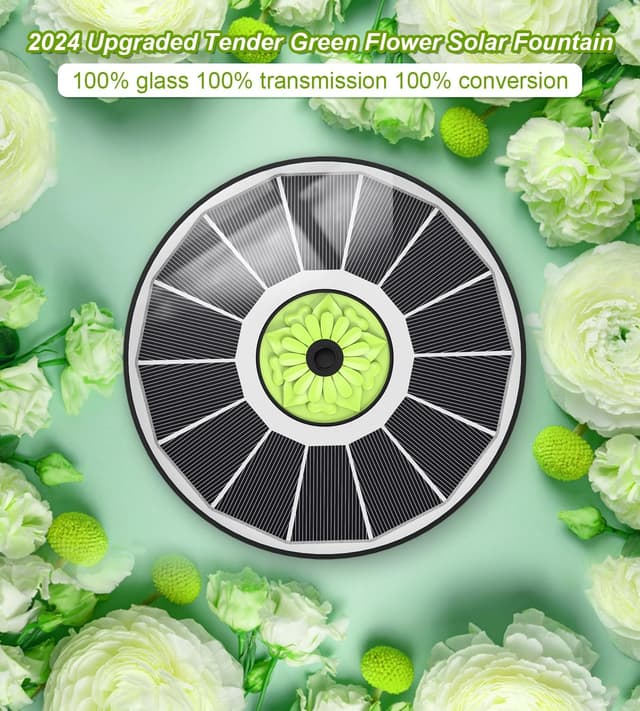 Detalle de SZMP Solar Springbrunnen 3,5W Glas-Teichpumpe mit 7 Düsen und 4 Rohren für Garten, Teich & Vogelbad (weiß)