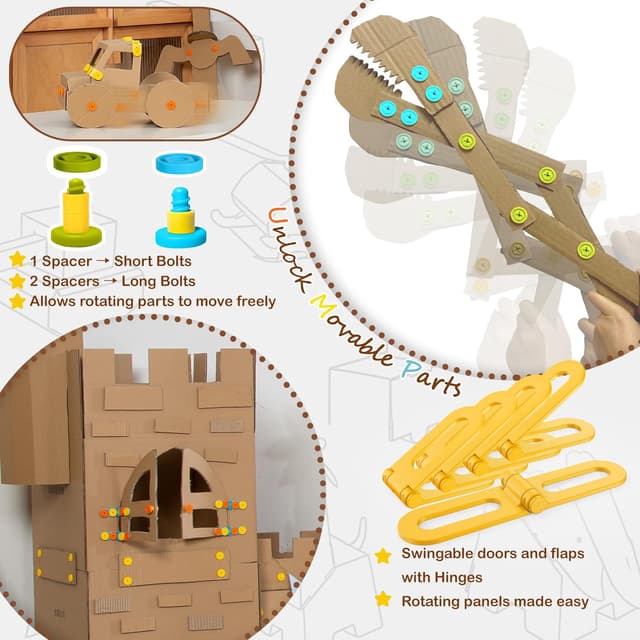 Detalle de ZLemma Cardboard Construction Kit (401 pcs) Kids Building Set for DIY STEM Projects