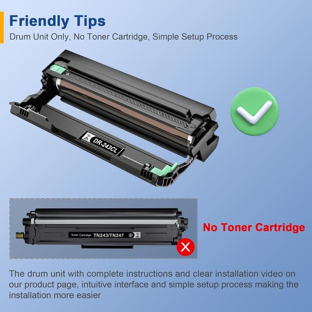 Detalle 2 de Palmtree 4x DR-243CL Trommeleinheiten (BK, C, M, Y) für Brother MFC-L3700 & DCP-L3500 Serie