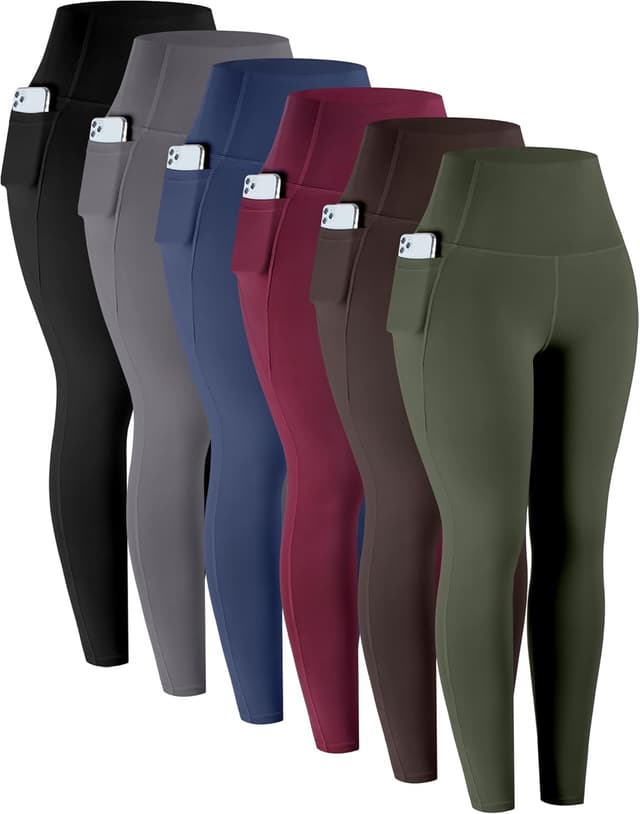 Detalle de LZYVOO Women's Pockets High-Waisted Yoga Leggings 6-Pack đ§â