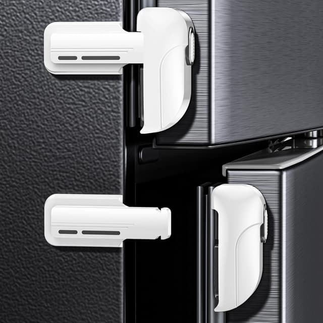 Detalle de 2 Pack Fridge Locks (White) – child-proof refrigerator door locks with one-handed release