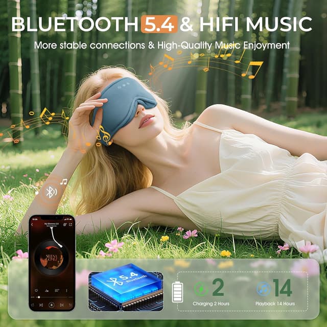 Detalle 2 de MUSICOZY sleep mask headphones 14H playtime