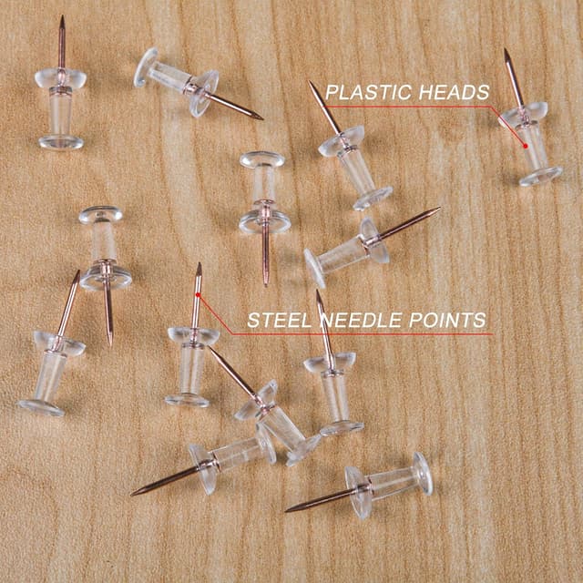 Detalle de Vicloon Chinchetas Transparentes 300 piezas