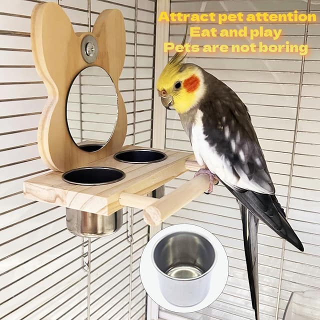 Thumbnail 3 de ZYYRSS Bird Mirror Parrot Perch with Mirror