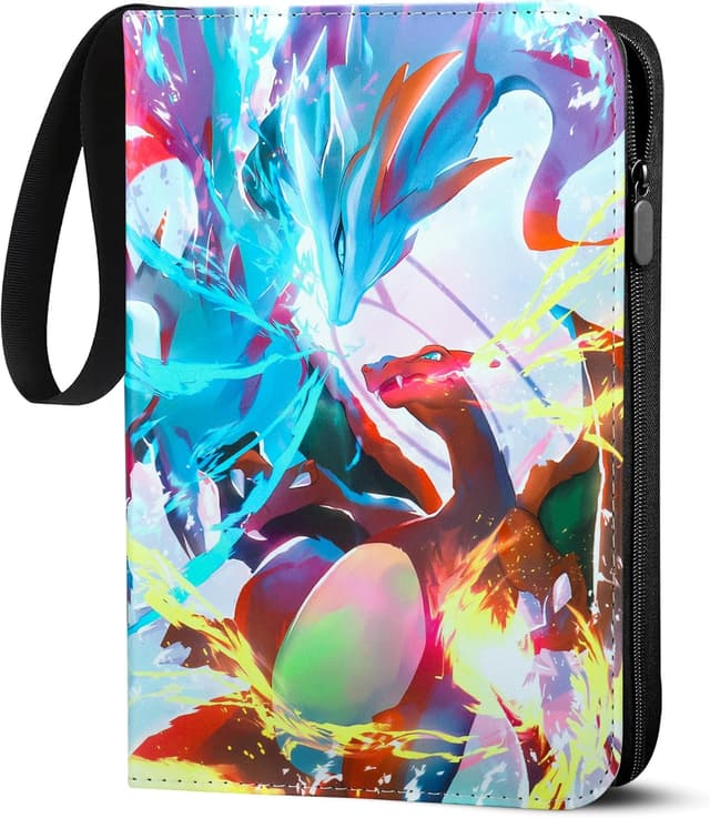 Detalle de Sammelalbum für Pokémon Karten – 50 Seiten mit 400 Taschen, wasserdichtes PU Kartenheft mit Reißverschluss