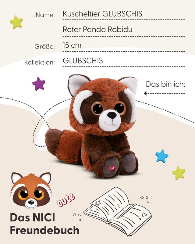 Detalle de NICI GLUBSCHIS Roter Panda Robidu Kuscheltier 15 cm (49692) – weich zum Kuscheln & Verschenken