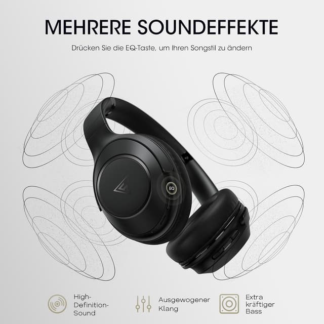 Detalle de DOQAUS LIFE5 Bluetooth-Kopfhörer Over Ear (70 Std.), 3 EQ-Modi, faltbar mit Kabel und ENC-Mikrofon