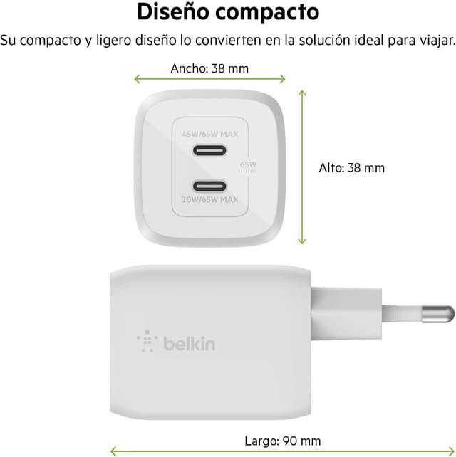 Thumbnail 4 de Belkin Cargador Doble USB-C 65W ⚡ Carga Rápida 3.0