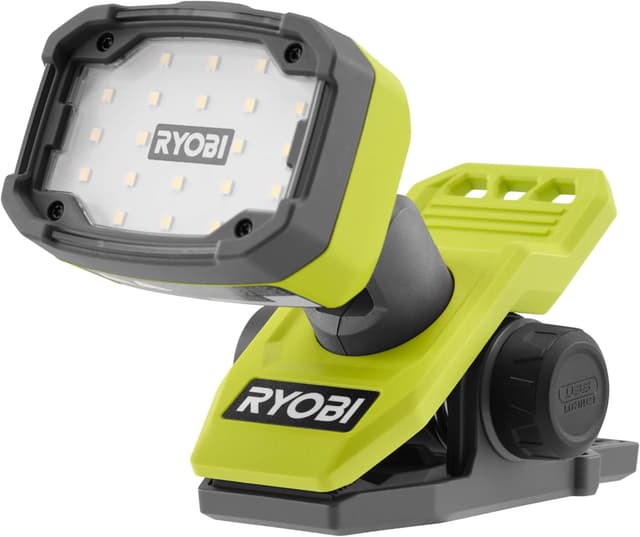 Detalle de RYOBI RLC4-0 lampada con pinza a batteria 4V, 3 intensità fino a 1000 lumen e testa orientabile (Ryobi LINK, batteria non inclusa)