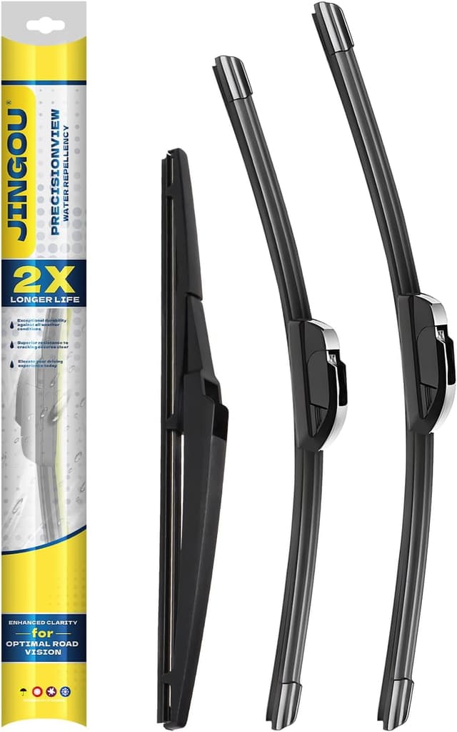 Detalle de JINGOU Wiper Blades Set (26/20/14 in) for Chrysler Pacifica (2017-2024) & Voyager (2020-2024) — Front and Rear, Pack of 3