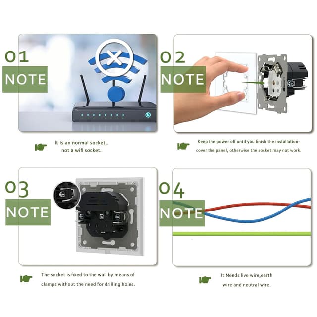 Detalle de BSEED Schuko Unterputzsteckdose mit Dual-USB und USB-C (16 A) – Typ C, 86 mm, weiß