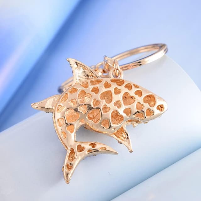 Detalle de SHYCown Shining Crown mignon porte-clés requin en strass bleu (alliage)