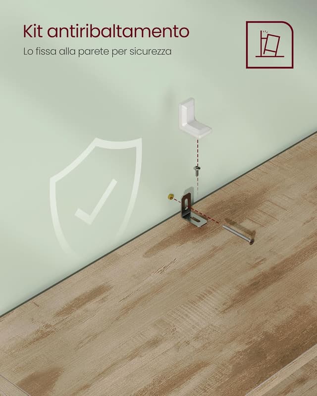 Detalle 2 de VASAGLE Scaffale a 5 ripiani LBC165T50 in stile libreria, marrone cammello