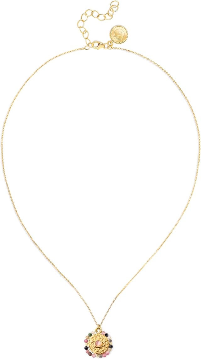 Thumbnail 3 de SINGULARU - Collar Medallion Stones Eye. Acero con Acabado en Baño de Oro de 18Kt. Cadena con Medallón Largo Ajustable. Joyas para Mujer