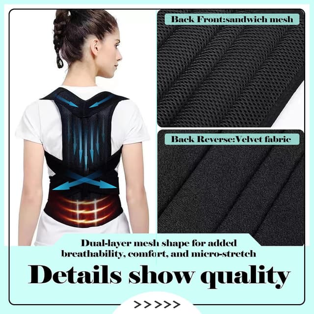 Detalle de Posture correction belt for men and women with breathable adjustable shoulder straps