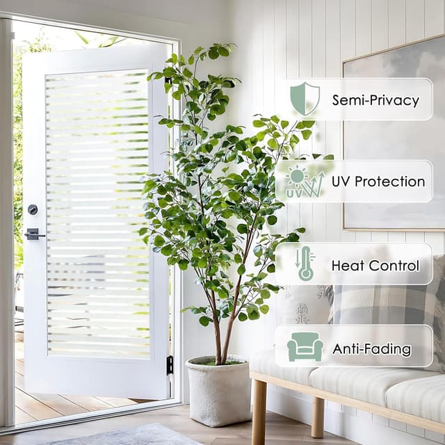 Thumbnail 5 de Rabbitgoo Window Film Frosted Stripe Pattern Privacy Film 90x200 cm