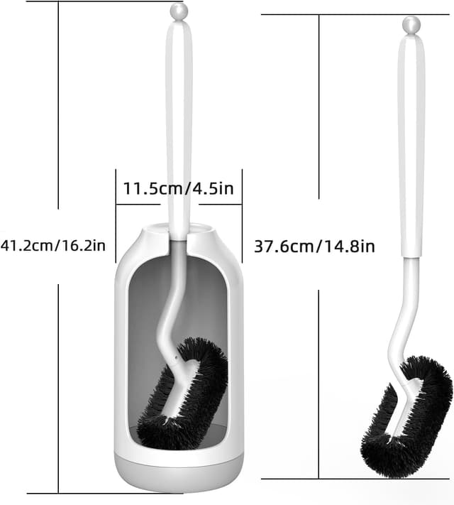 Thumbnail 6 de Ensemble brosse de toilette + support murale blanc (tête incurvée 360°) — Nettoyage en profondeur des WC