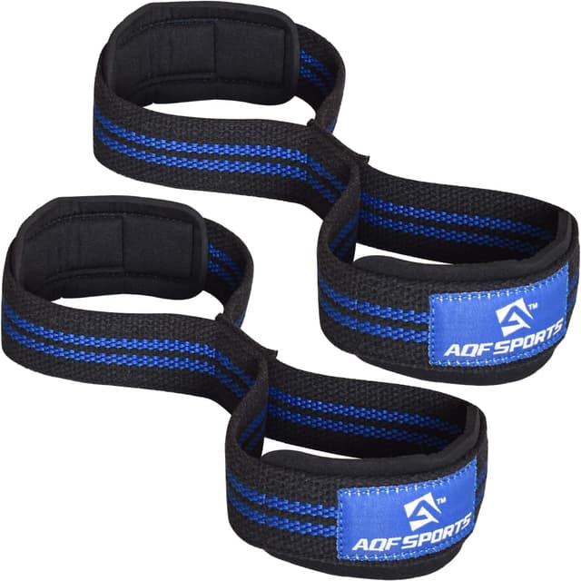 Detalle de AQF Figure 8 Lifting Straps (Heavy-Duty Cotton Webbing) with Padded Wrist Cuff Support