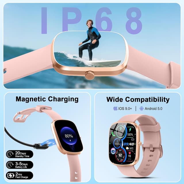 Detalle de IA Montre connectée pour Femme/Homme avec ChatGPT, écran 1,91" et appels Bluetooth (IP68) – FitCloudPro