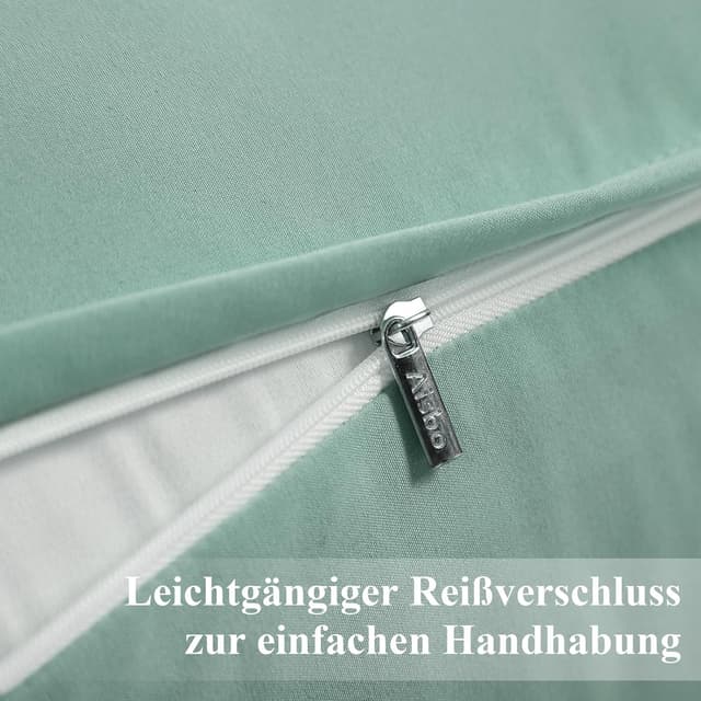 Detalle de Aisbo Kissenbezug 80x80 im 2er-Set (Kopf-/Dekokissen), Salbeigrün, Mikrofaser mit Reißverschluss, ÖKO-TEX