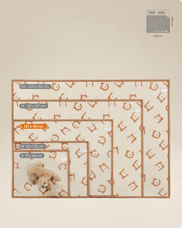 Detalle de Feandrea Couverture Hydrofuge pour chien et chat réversible (polaire + flanelle) 127 x 101 cm, taille L