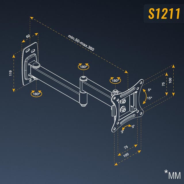Thumbnail 4 de RICOO S1211 support mural 13-29"