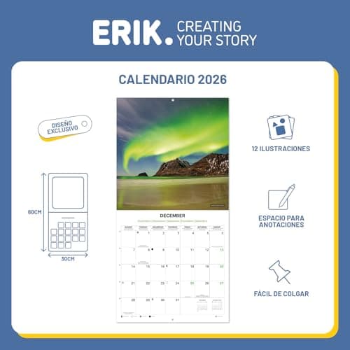 Detalle 1 de Grupo Erik Calendario 2026 pared Naturaleza 30x30 cm 🗓