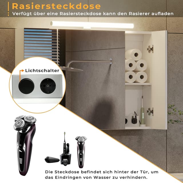 Thumbnail 4 de DICTAC Spiegelschrank Bad mit Beleuchtung 90x16x60 cm