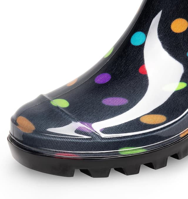 Detalle de Dream Pairs stivali da pioggia impermeabili in gomma da donna con design a pois