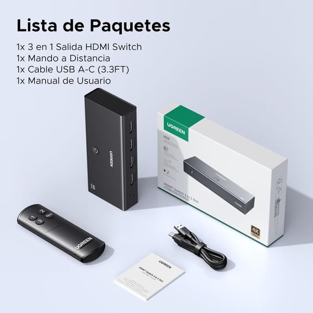 Thumbnail 8 de UGREEN HDMI Switch 4K 60Hz con Control Remoto para TV y Consolas
