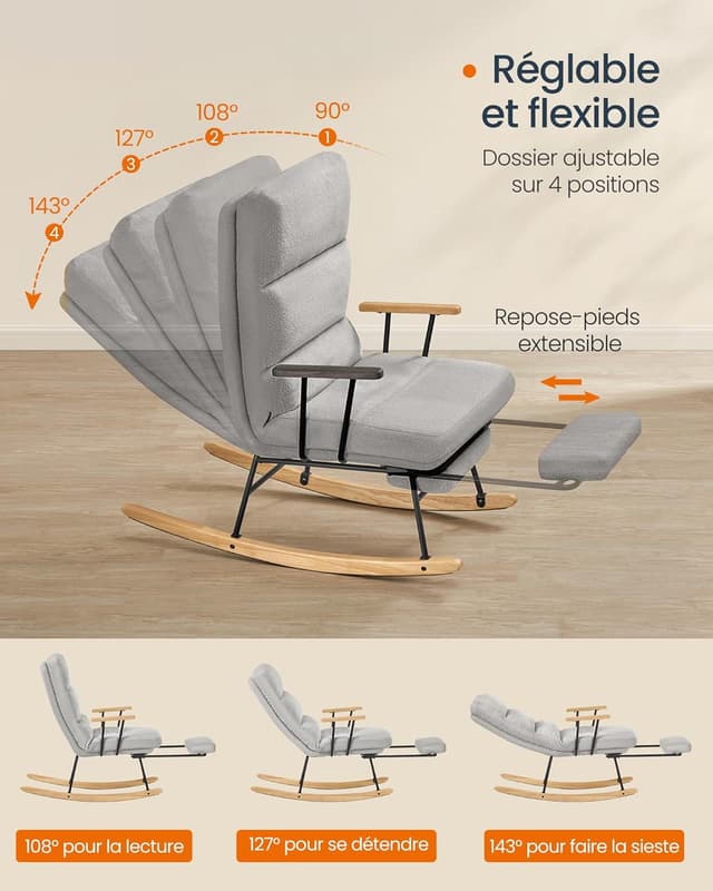 Thumbnail 4 de SONGMICS HOME Fauteuil à bascule 160 kg